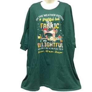 Hanes Tagless 4XL Sewing-Themed Green T-Shirt Let Us Sew Christmas Theme Song